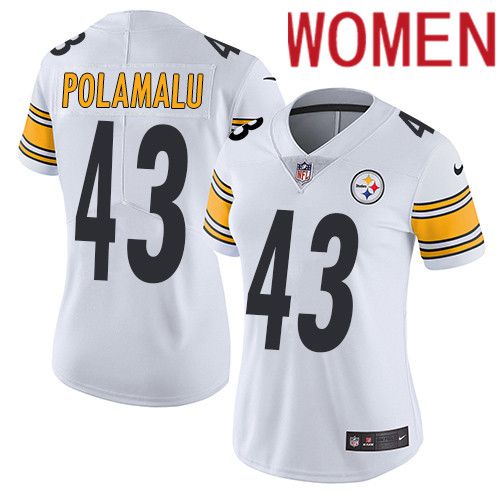 Women Pittsburgh Steelers #43 Troy Polamalu Nike White Vapor Limited NFL Jersey